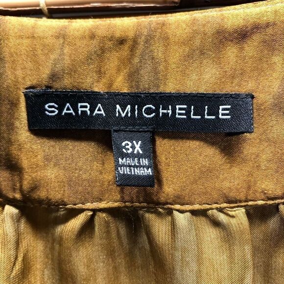 Sara Michelle 3X (XXXL) Silky Bronze and Brown Blouse - Picture 5 of 5